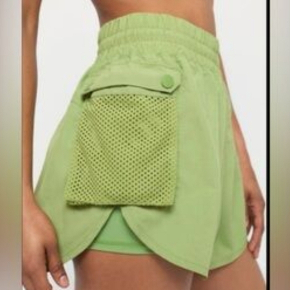 Spiritual Gangster Catus Green Demi Cargo Shorts with Mesh Pockets - Picture 1 of 10